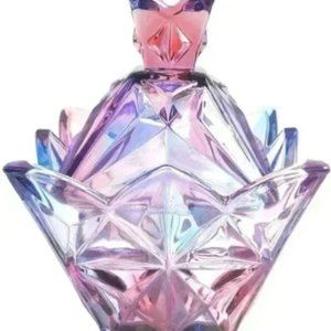 Free People 7oz Crystal Clear Glass Royal Embossed Apothecary Jar With Lids